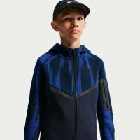Nike Tech Fleece-hættetrøje med lynlås til større børn (drenge) - blå