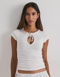Nelly - Hvid - Soft Keyhole Tie Tee