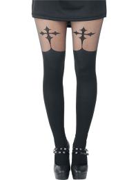 Pamela Mann Tights - Goth Cross Suspender - Standard - Damer - sort
