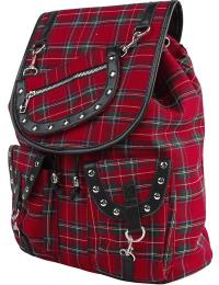 Banned Alternative Rygsæk - Red Tartan Backpack - Damer - sort-rød