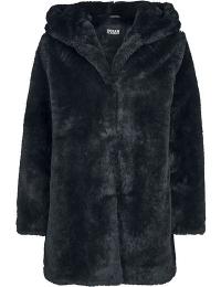Urban Classics Overgangsjakke - Ladies Hooded Teddy Coat - XS till 5XL - Damer - sort
