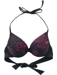 Black Premium by EMP Bikinitop - Black Bikini Top with Skull and Roses Motif - S till XXL - Damer - sort