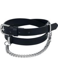 Rock Rebel by EMP Bælte - Narrow Black Belt with Decorative Chain - Damer - sort