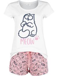 Simon's Cat Pyjamas - Meow - S till 3XL - Damer - hvid-pink
