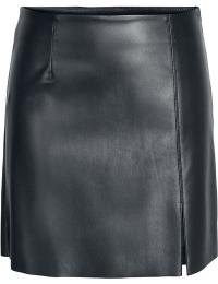 Noisy May Kort nederdel - Clara Penny PU high-waist slit - XS till XL - Damer - sort