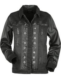 Black Premium by EMP Jeansjakke - Jeans Jacket With Faux Leather Details - XS till L - Damer - sort