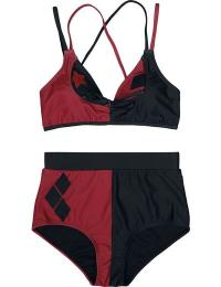 Batman Bikinisæt - Harley Quinn Stars and Diamonds - S till XL - Damer - rød-sort