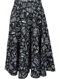 Hell Bunny Mellemlang nederdel - Mischief Skirt - XS till L - Damer - sort-hvid