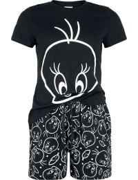 Looney Tunes Pyjamas - Tweety Outlines - S till L - Damer - sort