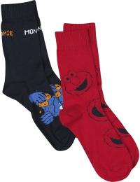 Sesamstrasse Sokker - Cookie Monster og Elmo - Sæt med 2 - EU39-42 till EU 43-46 - Unisex - multifarvet