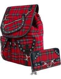 Banned Alternative Rygsæk - Red Tartan - Bundle - Damer - sort-rød