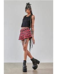 Banned Alternative Kort nederdel - Riot Plisseret Mini-nederdel - XS till XXL - Damer - rød