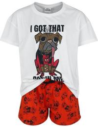Deadpool - Disney Pyjamas - Dogpool - Jeg har den hund i mig - S till XXL - Damer - hvid-rød