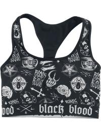 Black Blood by Gothicana Bikinitop - Bikini top with occult symbols - S till XXL - Damer - sort
