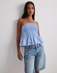 Vero Moda - Blå - Vmglow Smock Bandeau Top Wvn