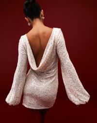 Nelly - Champagne - Sparkling Cowlneck Dress