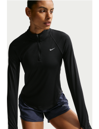Nike Tempo Dri-FIT-løbetrøje med 1/4 lynlås til kvinder - sort