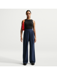 Løstsiddende Nike 24.7 PerfectStretch Dri-FIT-bukser med brede ben og høj talje til kvinder - blå