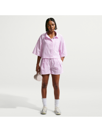 Løse Nike Chill Poplin-shorts med mellemhøj talje og striber til kvinder - lilla
