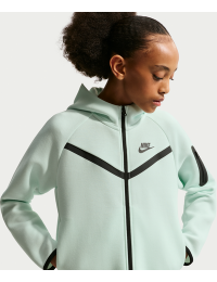 Nike Tech Fleece-hættetrøje med fuld lynlås til piger - grøn