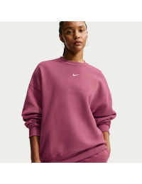 Oversized Nike Studio Fleece-sweatshirt i mellemkraftig kvalitet med rund hals til kvinder - rød