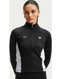 Langærmet Nike -trøje med lynlås i fuld længde til kvinder - sort