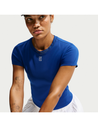 Kortærmet NikeCourt Advantage-Dri-FIT-tennisoverdel til kvinder - blå