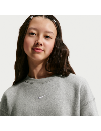 Oversized Nike Studio-sweatshirt med rund hals til større børn (piger) - grå