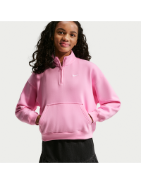 Oversized Nike Studio Fleece-top med 1/4-lynlås til større børn (piger) - Pink