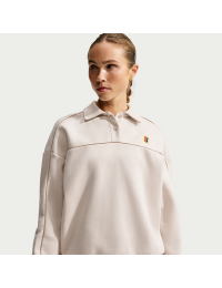 Langærmet NikeCourt Court-kollektionen-tennistrøje i fleece til kvinder - brun
