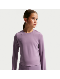 Langærmet Nike Mavn Dri-FIT-top i rib til piger - lilla