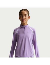 Langærmet Nike Tempo-Dri-FIT-top med 1/2 lynlås til større børn (piger) - lilla