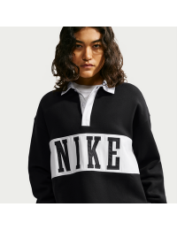 Oversized Nike Studio Fleece-rugbysweatshirt i mellemkraftig kvalitet til kvinder - sort