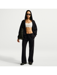 Nike Studio Fleece-bukser i medium vægt med mid rise og åben søm til kvinder - sort